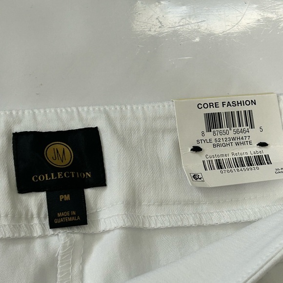 NEW NWT JM Collection Bright White Capri Pants Button Detail Size Petite Medium - Picture 3 of 7